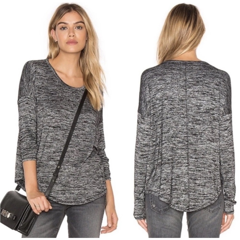 Rag & Bone Hudson long sleeve tee Marled Gray Curved Hem XS